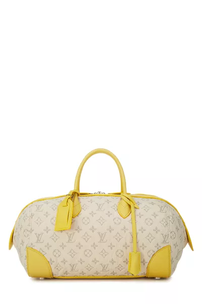 Beige Monogram Denim Speedy Round