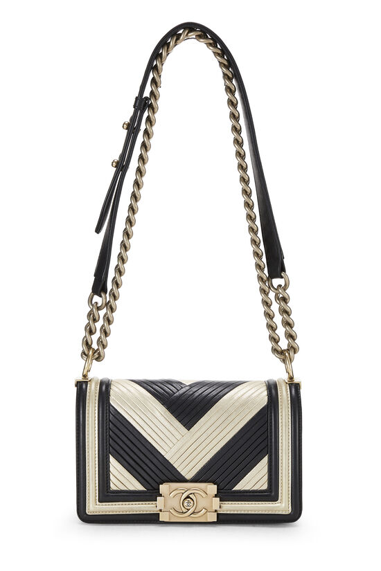 Multicolor Chevron Pleated Lambskin Boy Bag Small, , large image number 2
