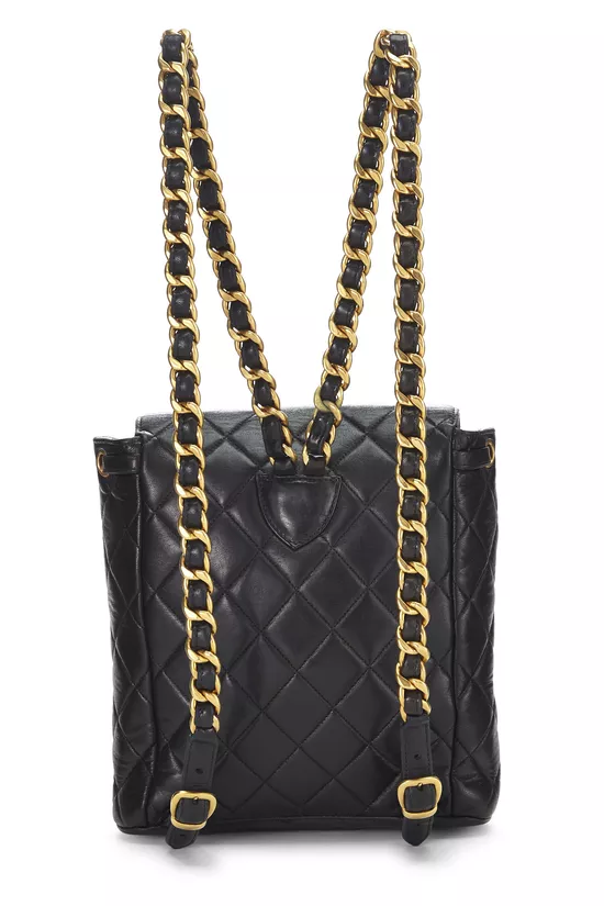 Black Quilted Lambskin Classic Backpack, , large image number 3