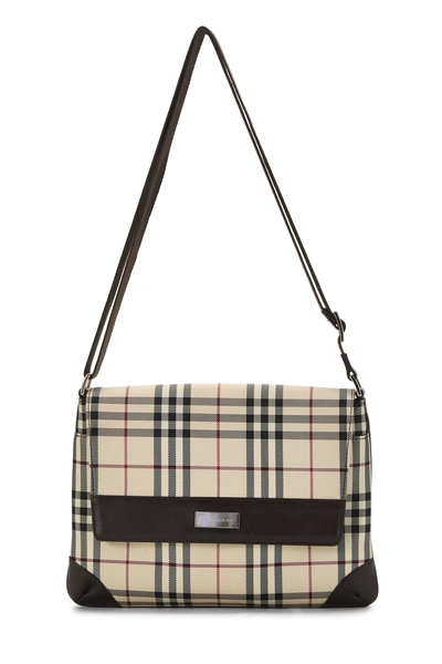 Burberry Brown Jacquard Check Flap Messenger Small