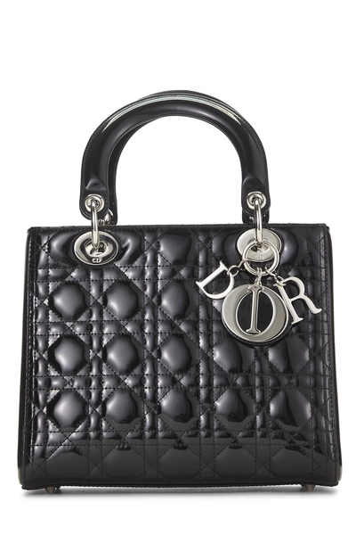 Black Cannage Patent Leather Lady Dior Medium