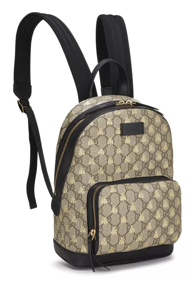 Black GG Supreme Canvas Bee Backpack Small, , large