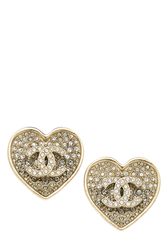 Black & Gold 'CC' In Heart Earrings, , large image number 0
