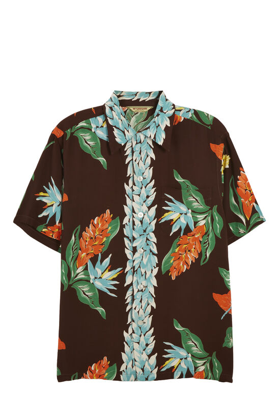 Brown Floral McGregor Hawaiian Shirt, , large image number 0