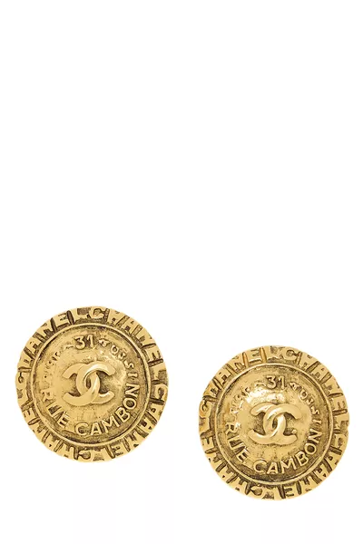 Gold Rue Cambon Engraved Earrings