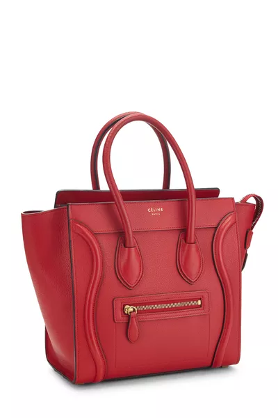 Red Drummed Calfskin Luggage Micro, , large