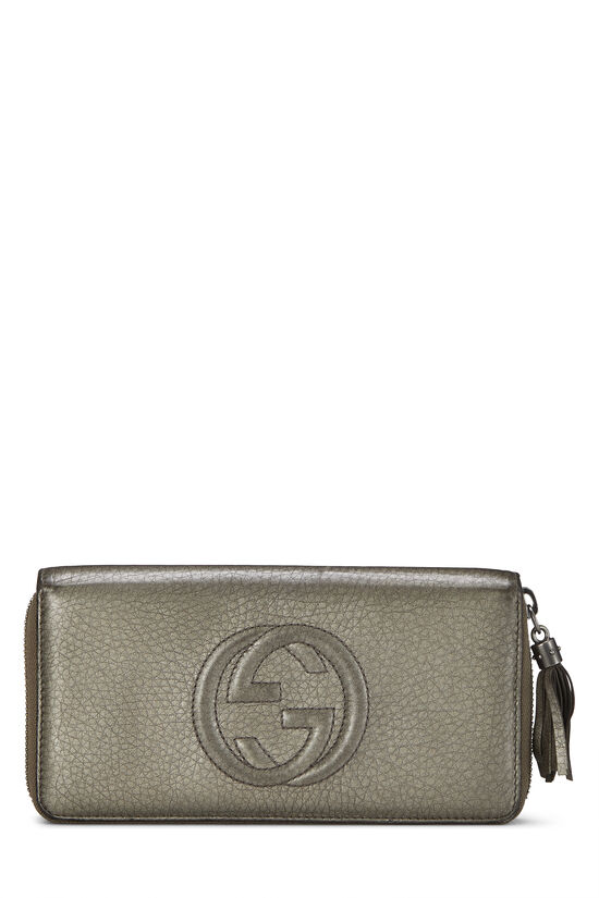 Grey Leather Soho Zip Wallet, , large image number 0