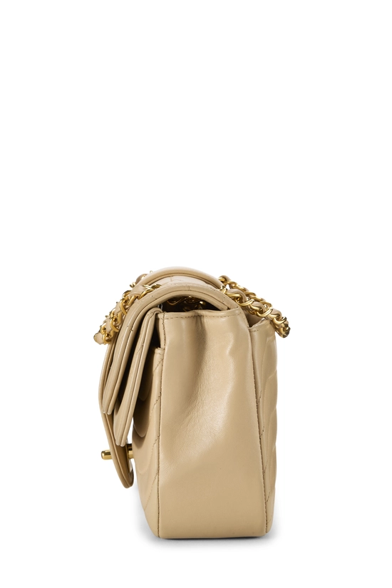 Beige Quilted Lambskin Double Round Flap Small, , large image number 2