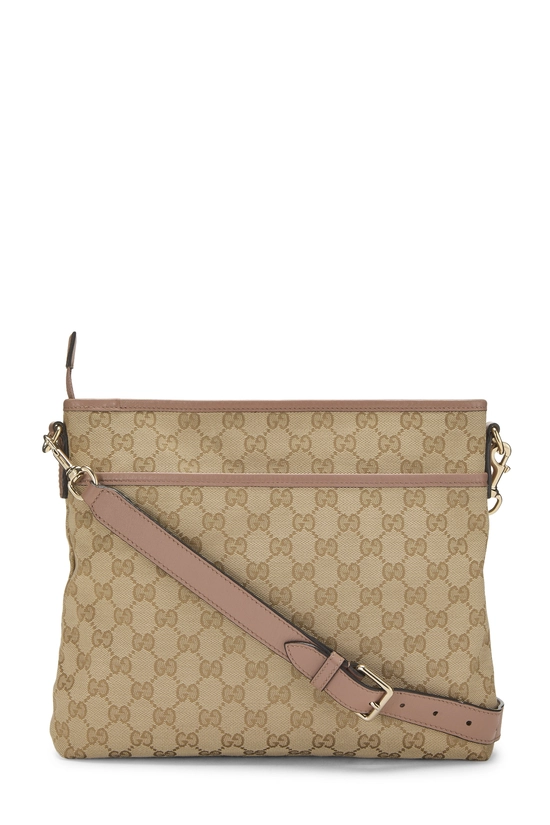 Pink Original GG Canvas Zip Flat Messenger, , large image number 3