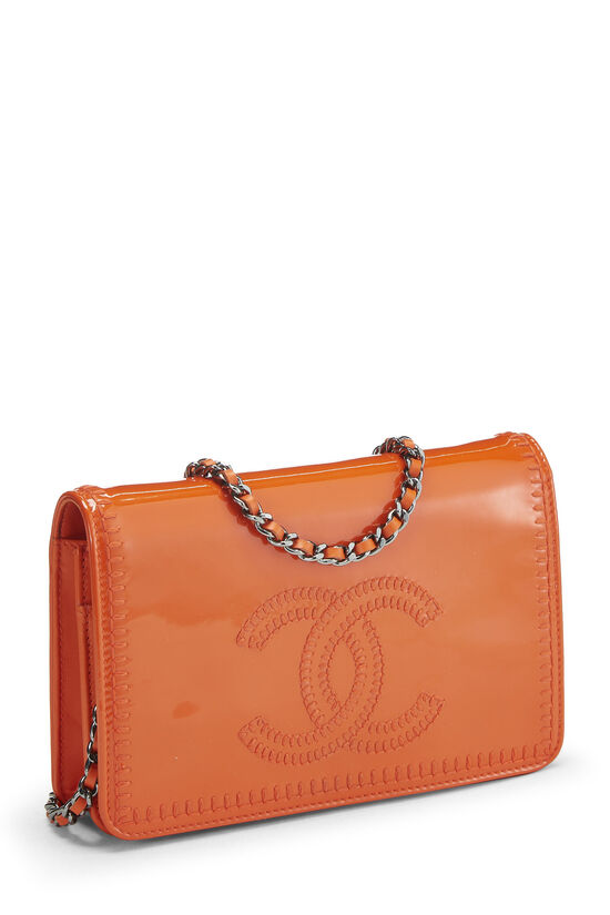 Orange Patent Leather Whipstitch Wallet on Chain (WOC), , large image number 2