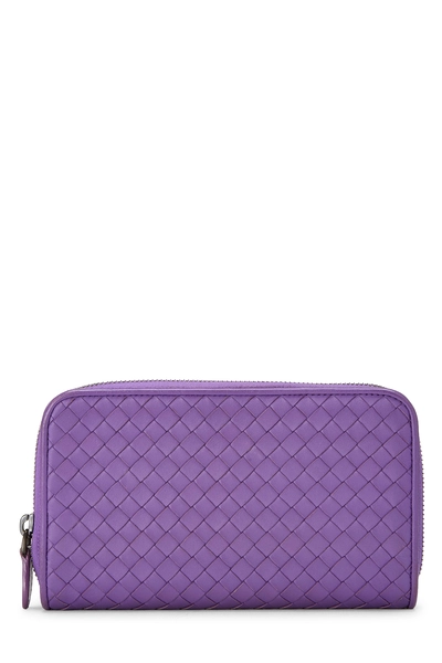 Purple Intrecciato Zip Around Wallet