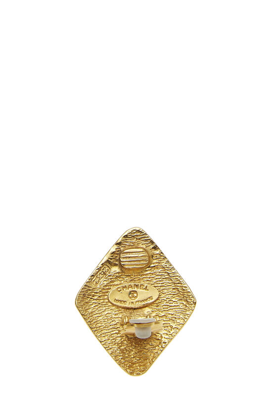 Gold 'CC' Diamond Shape Earrings, , large image number 3