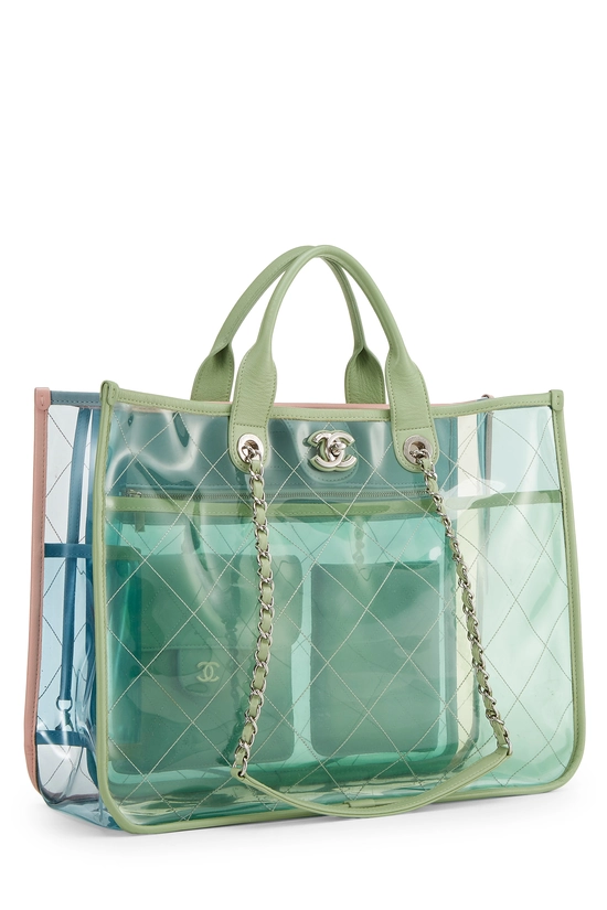 Multicolor Quilted Vinyl Coco Splash Shopping Tote Medium, , large image number 1