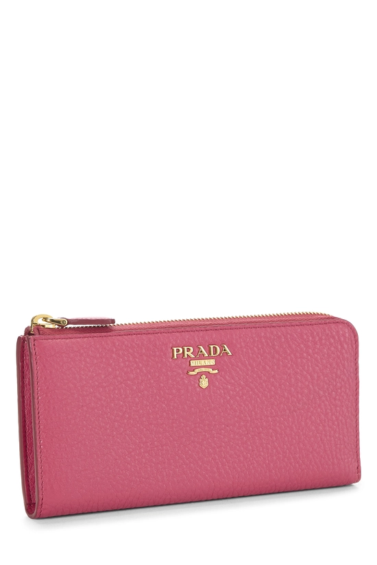 ヒデ Pre-Owned Pink Vitello Daino Zip Around Wallet QNADVDABPB009