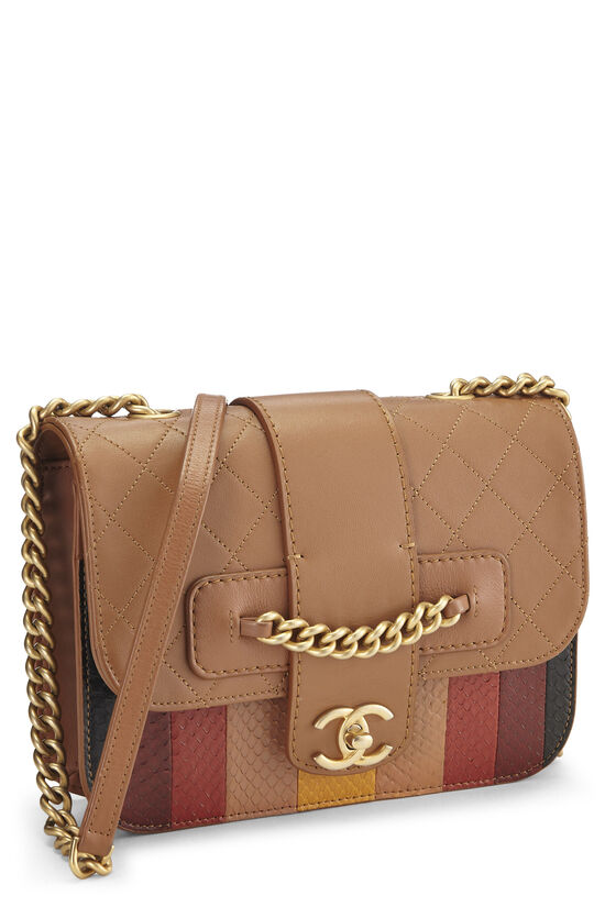 Brown & Multicolor Calfskin Front Chain Flap Bag, , large image number 2