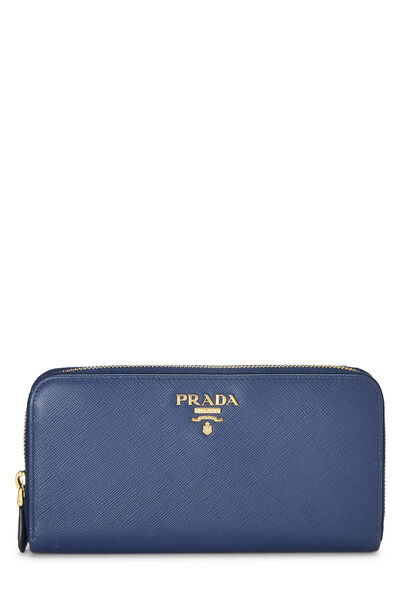 Blue Saffiano Zip Around Wallet