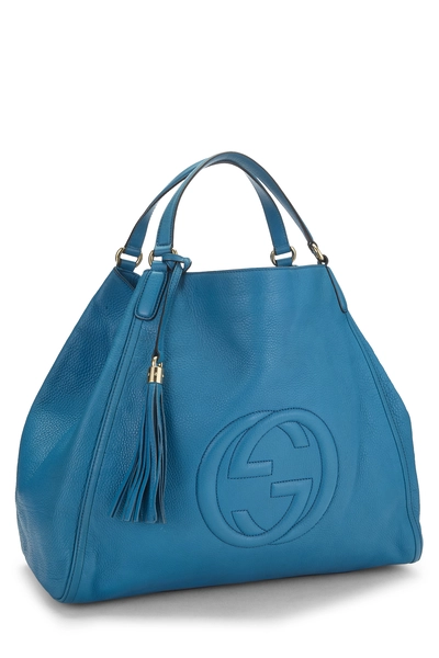 Blue Leather Soho Convertible Shoulder Bag, , large