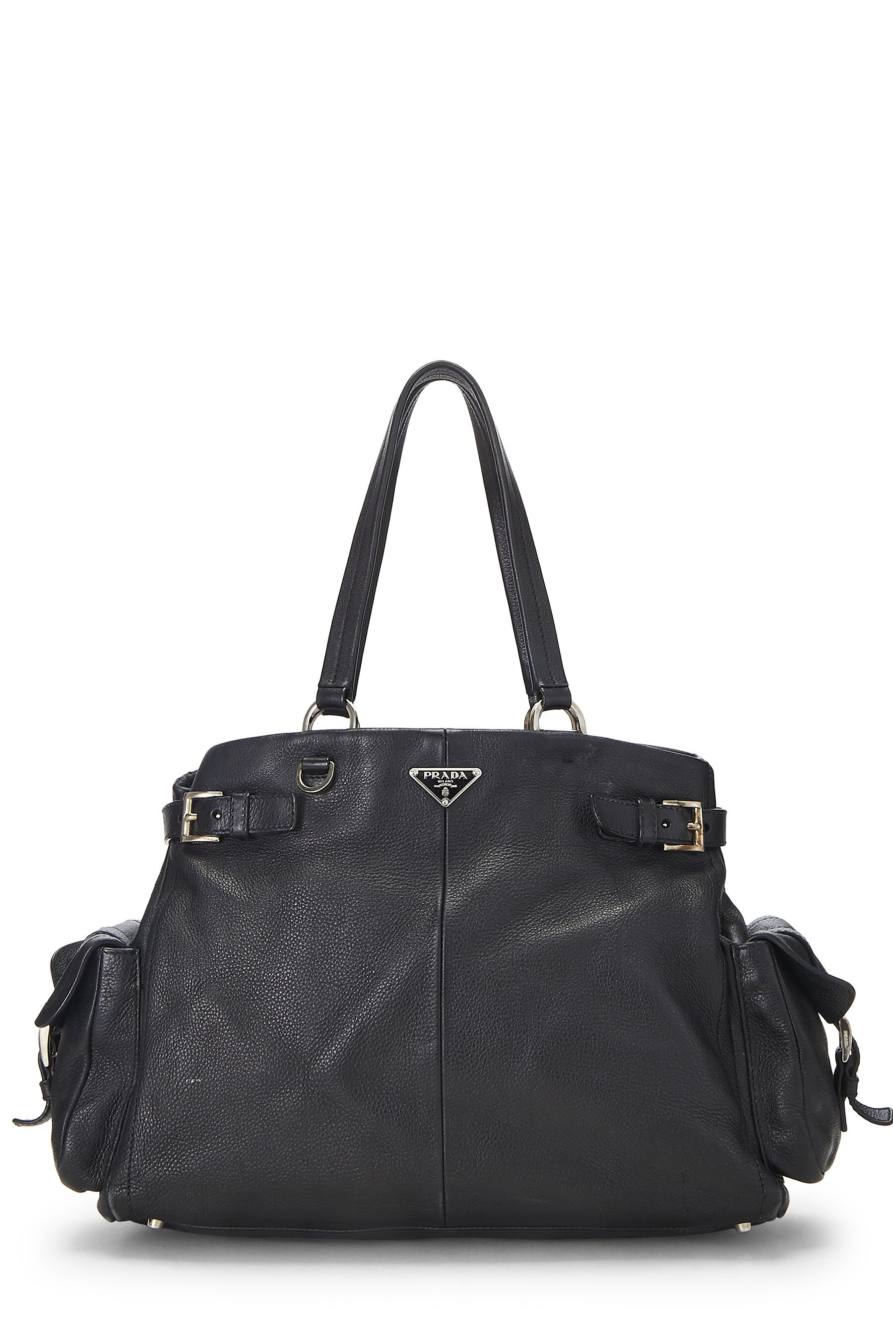Prada Black Vitello Daino Pocket Tote - What Goes Around Comes Around