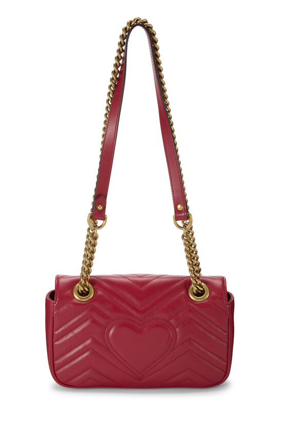 Red Leather GG Marmont Shoulder Bag Mini, , large image number 3