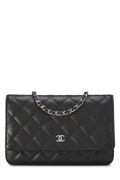 Chanel Black Caviar Classic Quilted Wallet On Chain (WOC)