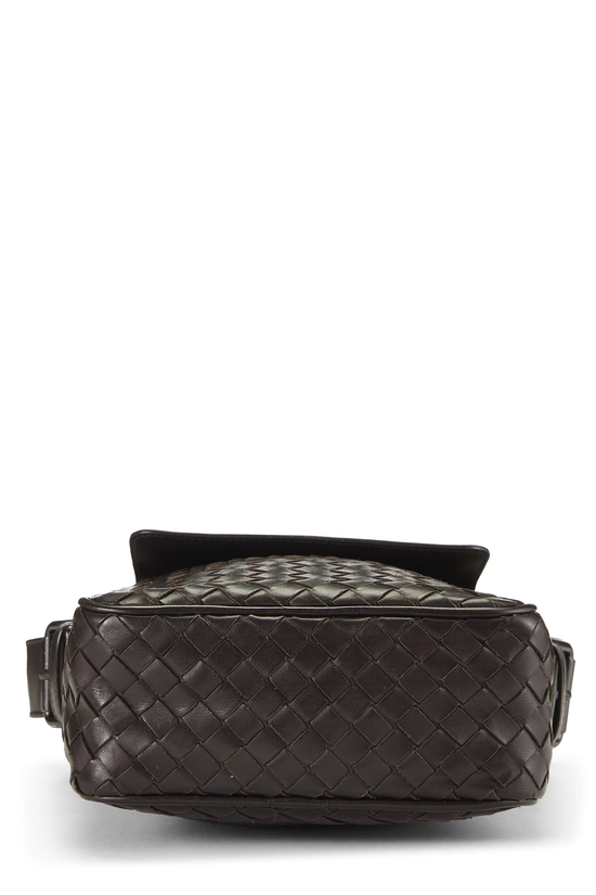 Brown Intrecciato Flap Pocket Messenger Bag Small, , large image number 4