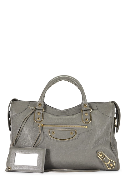 Grey Chevre Metallic Edge Classic City Bag