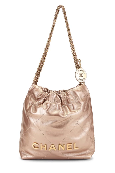 Copper Pink Calfskin Chanel 22 Hobo Mini