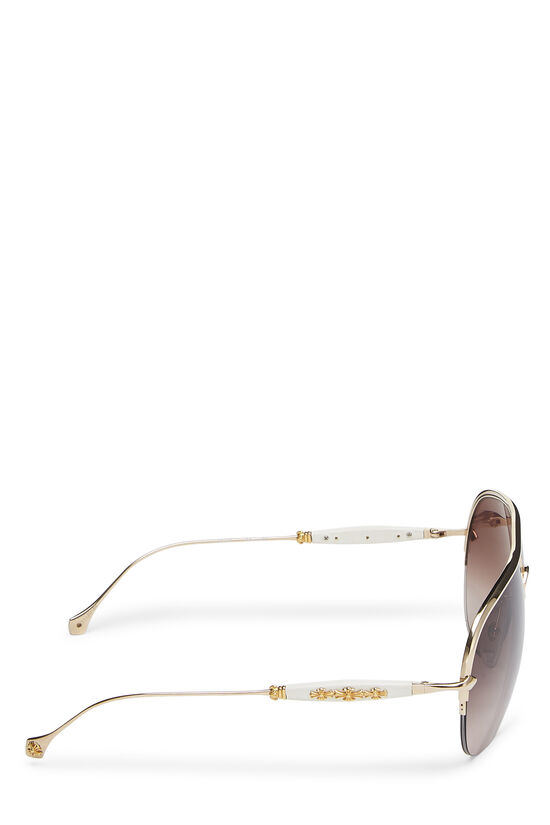White & Gold Metal Spanked Sunglasses, , large image number 2