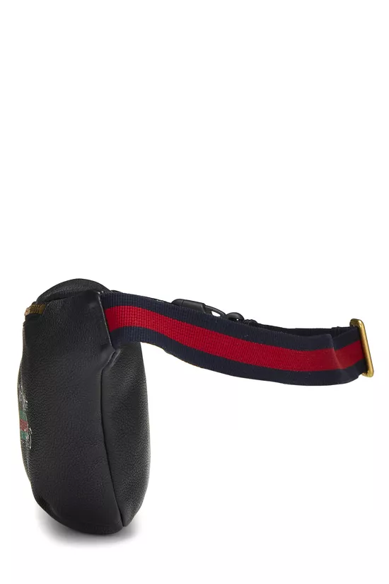 Black Grained Leather Logo Belt Bag Small, , large image number 2