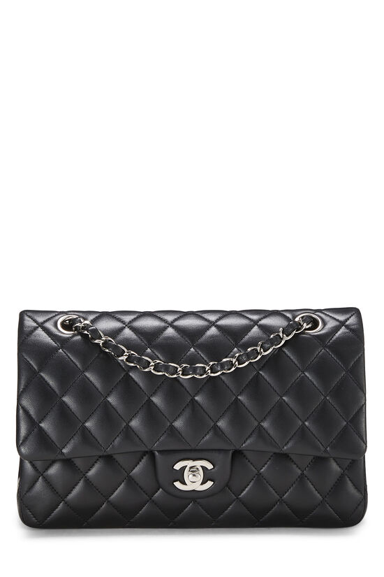 Black Quilted Lambskin Double Flap Bag Medium, , large image number 0