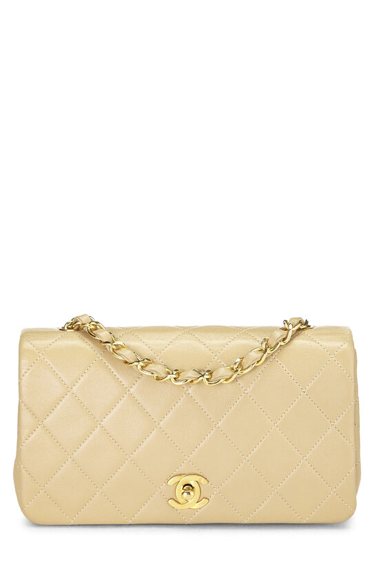 Beige Quilted Lambskin Full Flap Mini, , large image number 0