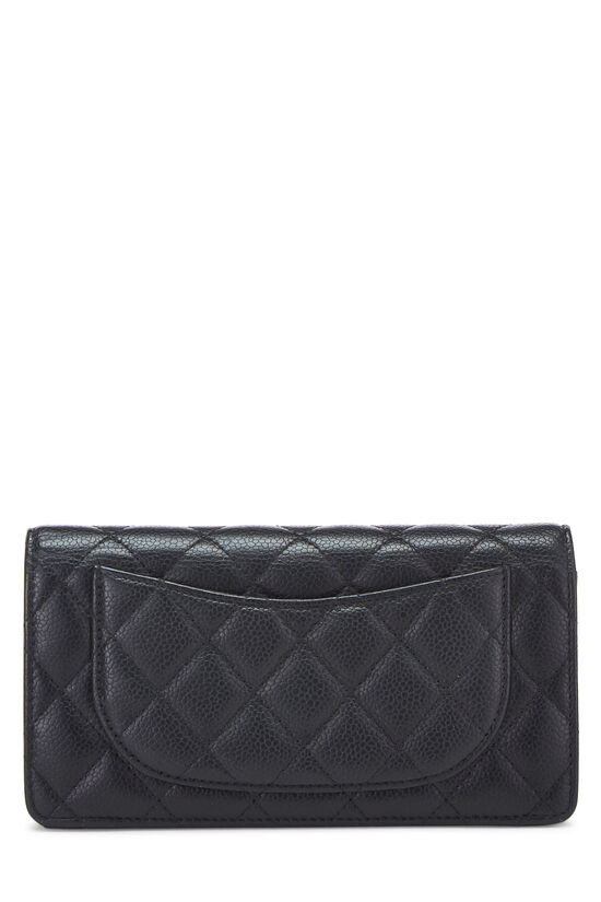 Black Quilted Caviar Yen Wallet, , large image number 3