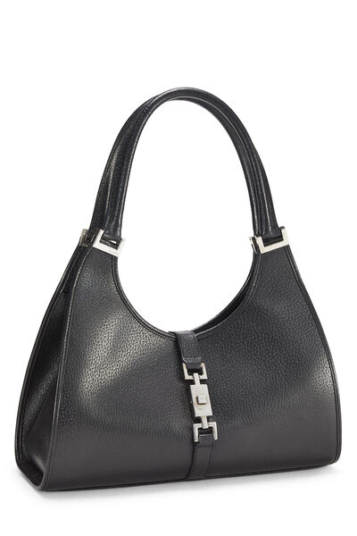 Black Grained Leather Bardot Bag, , large
