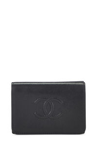 Chanel CC Timeless Compact Wallet in Black Caviar Leather