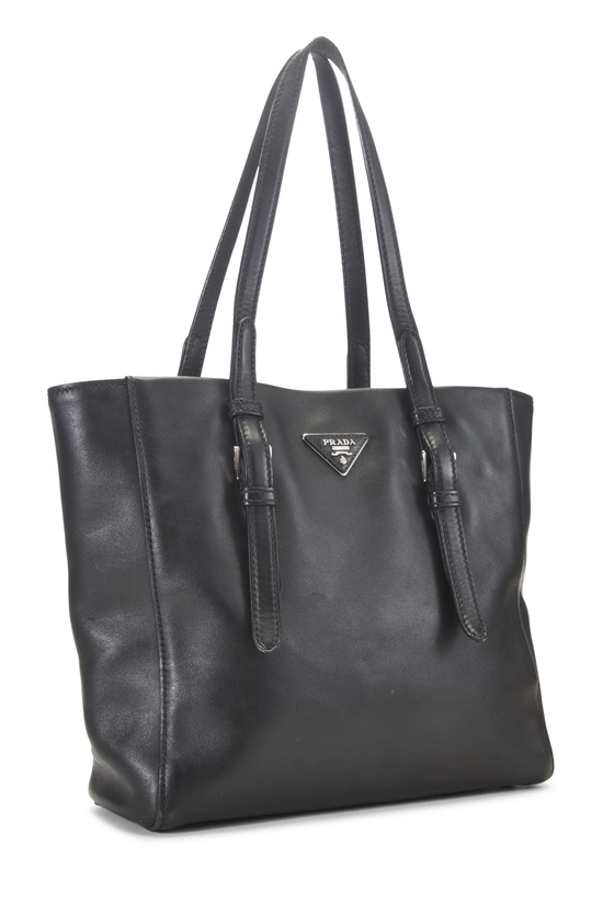 Black Calfskin Leather Buckle Tote, , large image number 1