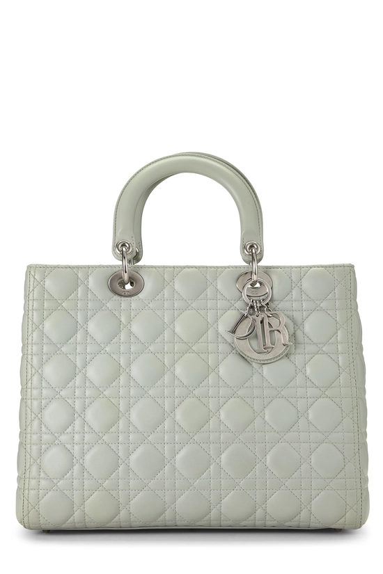 Green Cannage Leather Lady Dior Large, , large image number 0