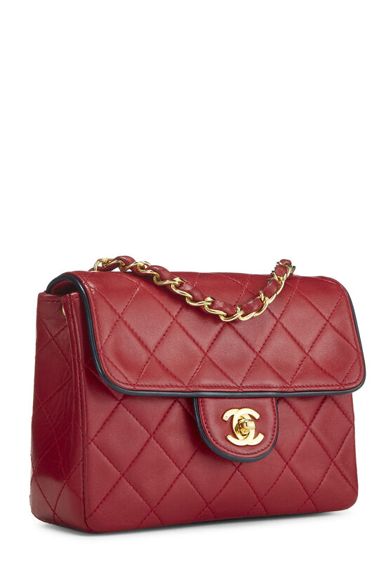 Red Quilted Lambskin Piped Half Flap Mini, , large image number 2