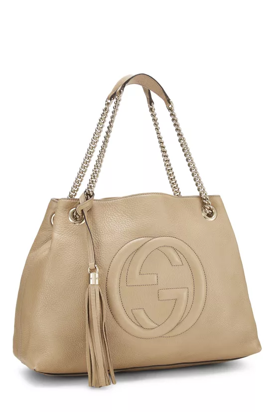 Beige Leather Soho Chain Tote, , large image number 1