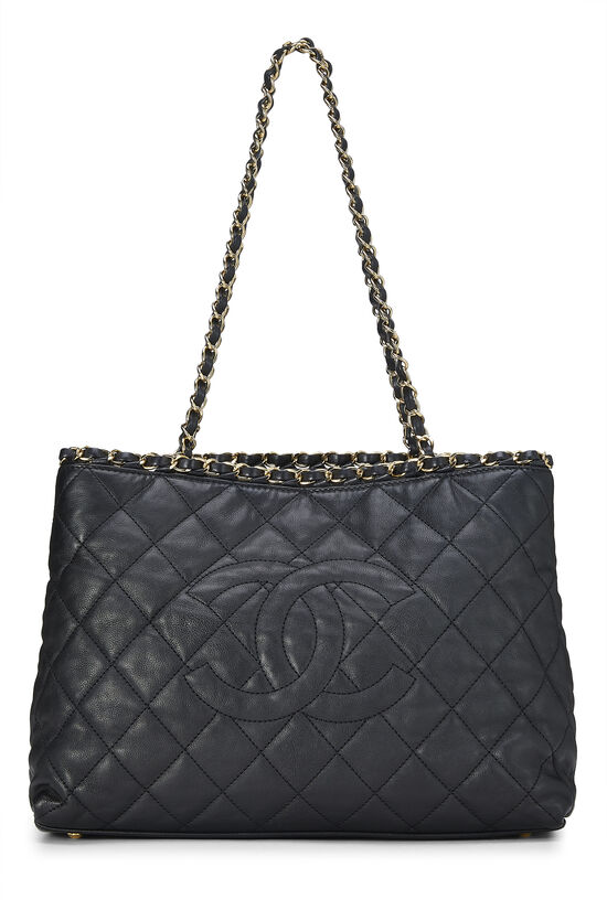 Black Quilted Lambskin Chain Me Tote