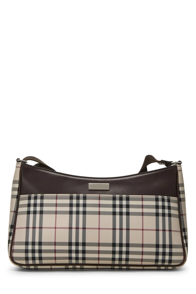 Burberry Brown Nylon Check Crossbody Bag Large