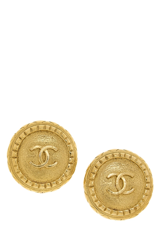 Gold 'CC' Round Earrings, , large image number 0