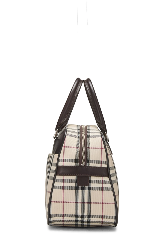 Brown Nylon House Check Bowler Handbag Medium, , large image number 2