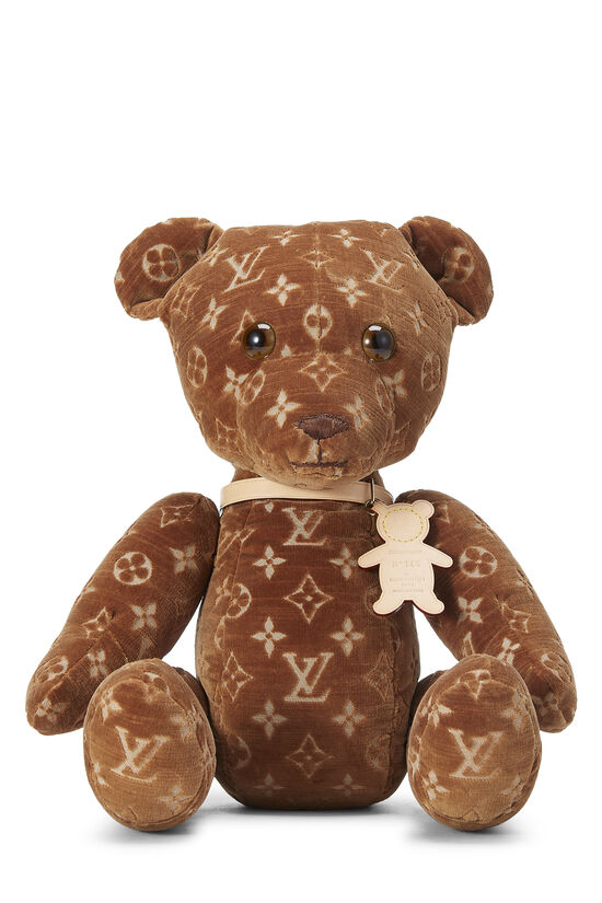 Brown Monogram Velour DouDou Teddy Bear, , large image number 0