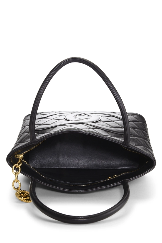 Black Quilted Lambskin Medallion Tote, , large image number 5