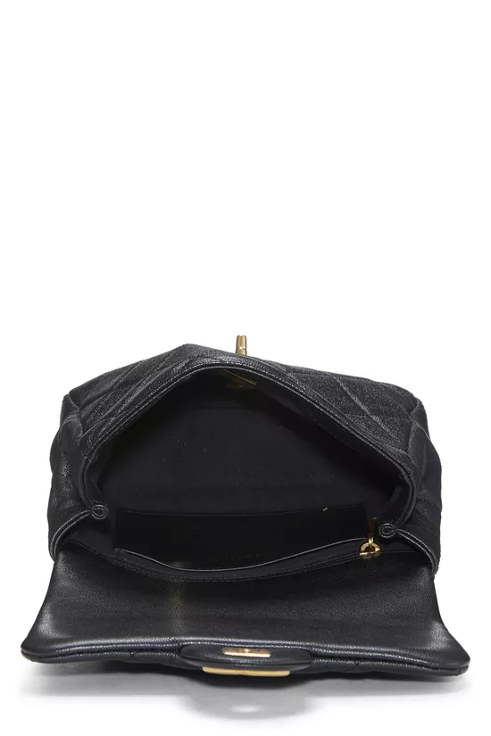 Black Caviar Leather Top Handle Flap Bag Mini, , large image number 5