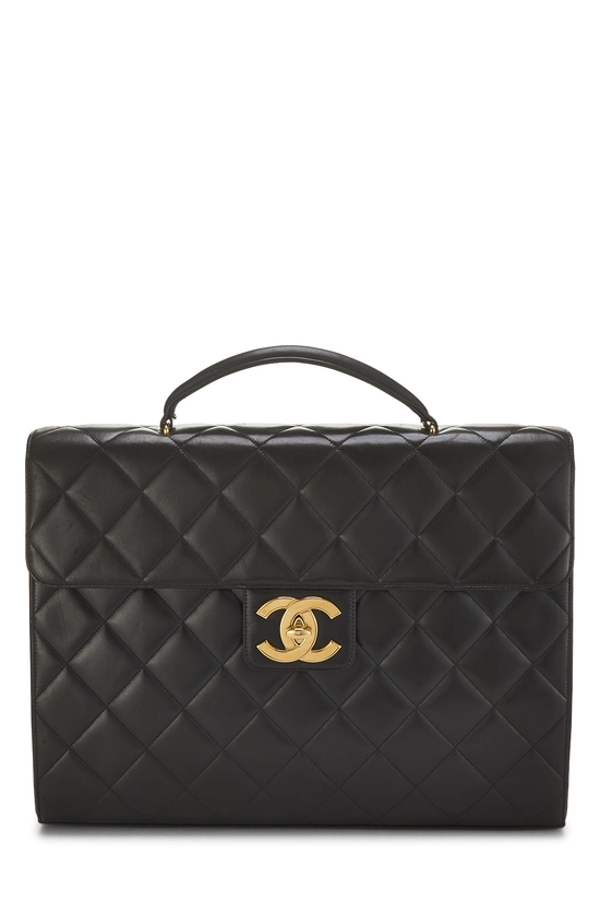 Black Quilted Lambskin Briefcase, , large image number 0