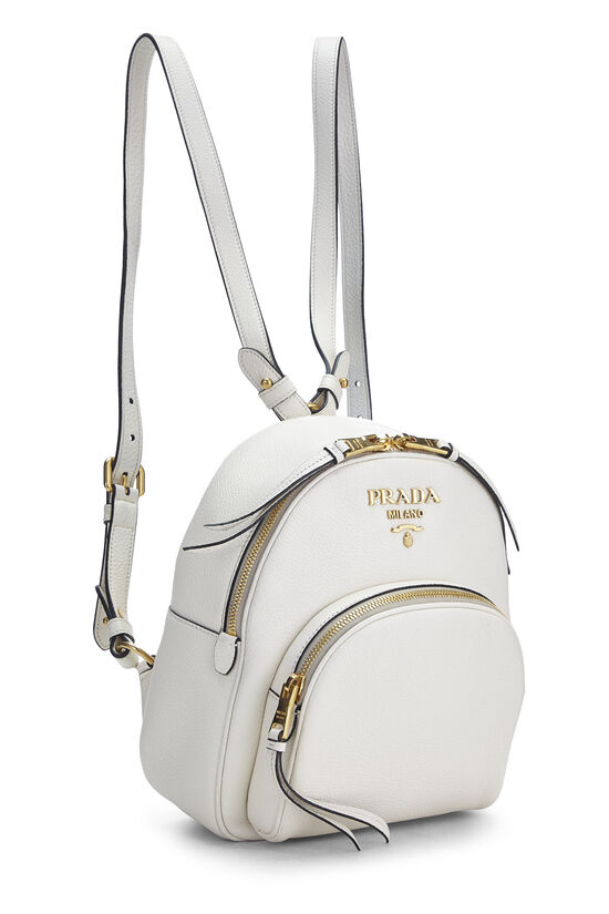 White Vitello Daino Dual Strap Backpack, , large image number 1