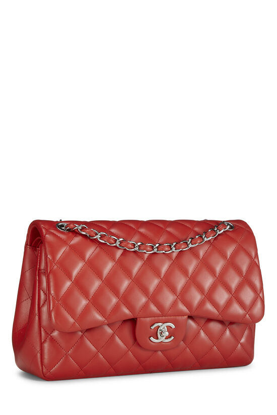 Red Quilted Lambskin New Classic Double Flap Jumbo, , large image number 2