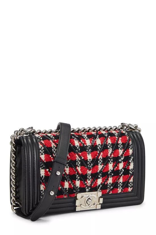 Black & Red Chevron Tweed Boy Bag Medium, , large image number 2