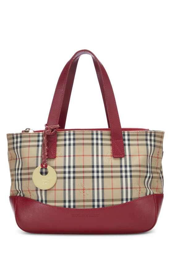 Burberry Red Haymarket Check Canvas Handbag Small Q3B04WRVRH009